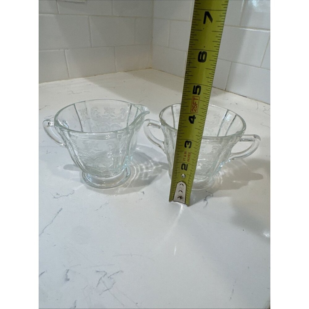 Madrid Clear Depression Glass Creamer & Sugar Federal Glass Company Vintage - Picture 12 of 15